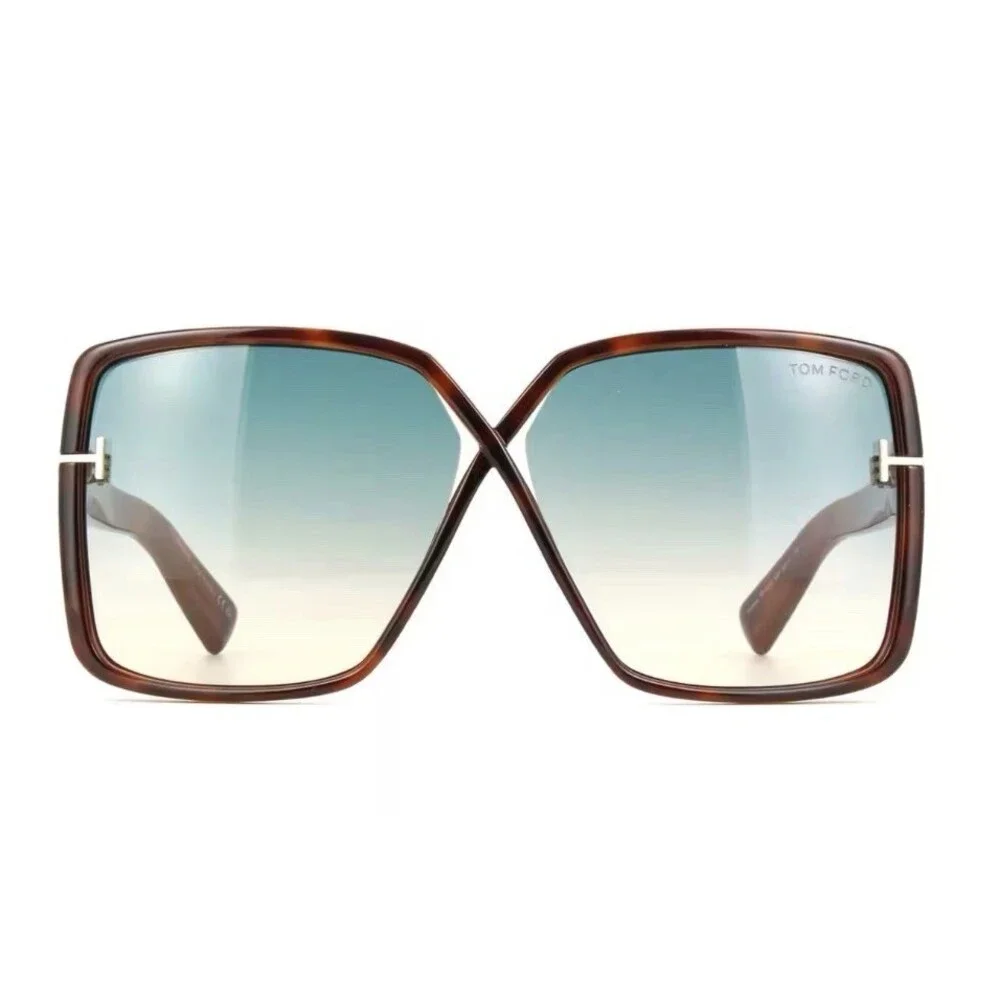 Tom Ford YVONNE FT1117 53P Oversized Sunglasses Blonde Havana Blue Gradient 63mm - Picture 2 of 8